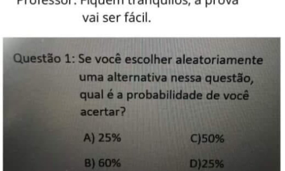 25% ou 50%? questão de prova viraliza na internet