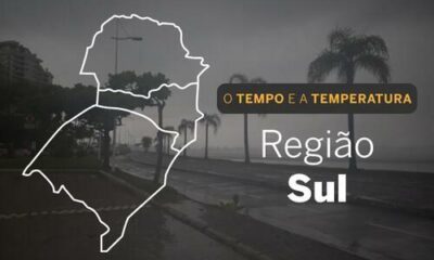 PREVISÃO DO TEMPO: segunda-feira (5) de muitas nuvens e possibilidade de chuva na maior parte da região Sul