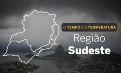 PREVISÃO DO TEMPO: Sudeste terá chuvas em Minas, São Paulo e Rio de Janeiro, nesta sexta-feira (27)